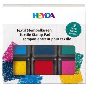 Pečiatkové podušky na textil, 3 x 3 cm, 9 ks, mix farieb