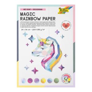 Blok metalických papierov „Magic Rainbow“, 24 x 34 cm, 120 a 250 g, 12 hárkov