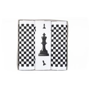 Pánske elegantné vreckovky „šach“ v krabičke, 3 ks