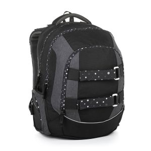 Školský batoh BAGMASTER „Flick 23 A“, čierno-sivý s bielymi bodkami