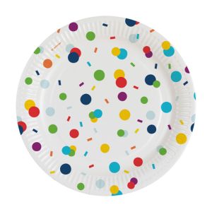 Papierové taniere „farebné bodky“, 8 ks