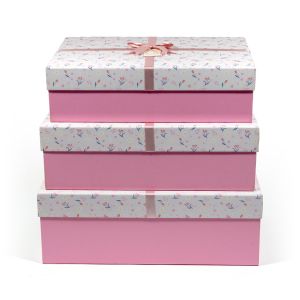 Darčekové krabice „kvietky“, svetloružová, 3ks