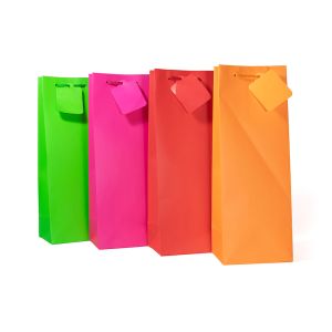 Darčeková taška na fľašu, 12 x 34 x 10 cm, mix farieb