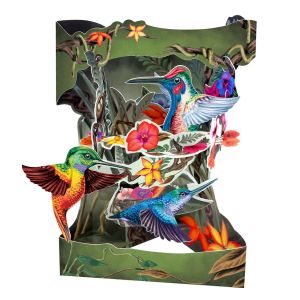 Originálne hojdacie 3D blahoželanie Santoro „kolibríky“, 15 x 20 x 1 cm