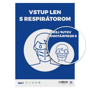 Vstup len s respirátorom – špeciálna premiestniteľná, informačná samolepka ŠEVT NANO print, A4, reverzná tlač