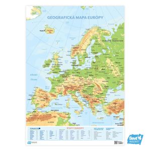 Mapa Európy – geografická, A1, premiestniteľná magnetická fólia ŠEVT MAGNET