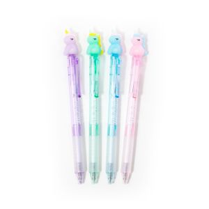 Gumovacie pero „unicorn“, 0,5 mm, modrá náplň, mix farieb
