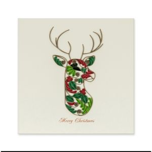 Originálne „handmade“ vianočné blahoželanie, „jeleň“, 15 x 15 cm