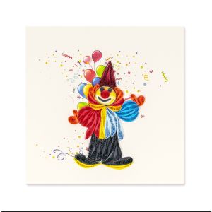 Originálne „handmade“ blahoželanie „Všetko najlepšie – klaun“, 15 x 15 cm