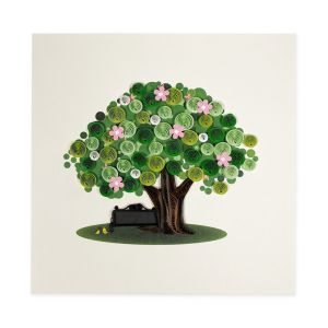 Originálne „handmade“ blahoželanie „jarný strom“, 15 x 15 cm