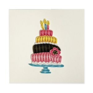 Originálne „handmade“ narodeninové blahoželanie „farebná torta“, 15 x 15 cm