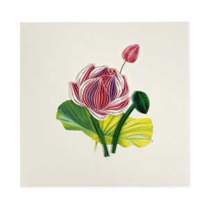 Originálne „handmade“ blahoželanie „ružový lotos“, 15 x 15 cm