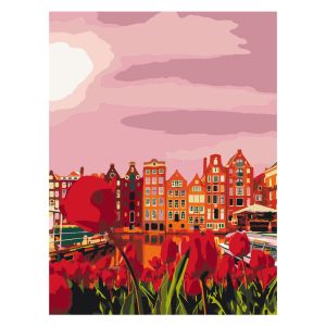 Maľovanie podľa čísel „Červené farby Amsterdamu“, 30 x 40 cm