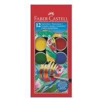 Vodové farby Faber Castell so štetcom, priemer 30 mm, 12 ks